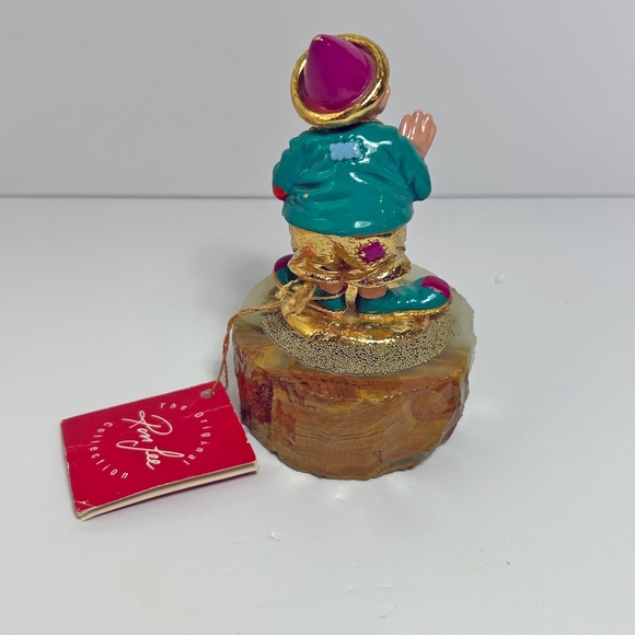 Vintage 1992 Ron Lee Clown sculpture Dwarf clown, Onyx base, 24k gold plating - Picture 3 of 7